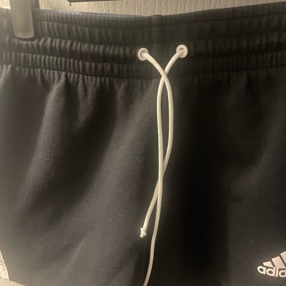 Women’s Adidas Black Cotton Partially Recycled Loose Shorts w/ White Stripes, M - Picture 4 of 9